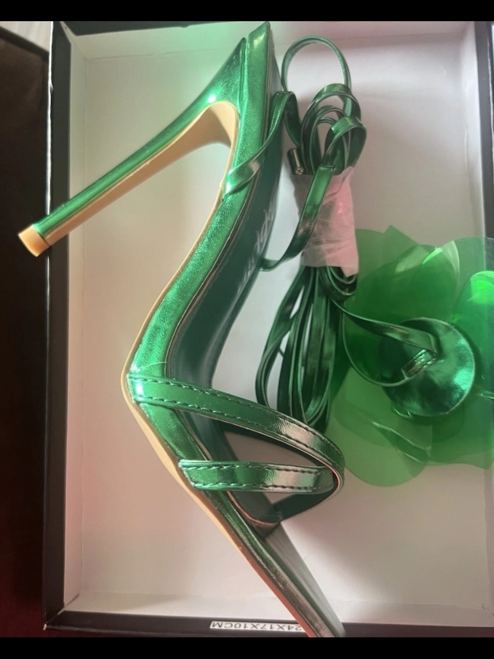 Cape Robbin Metallic Emerald Green Strappy Stiletto Heels - Picture 2 of 3